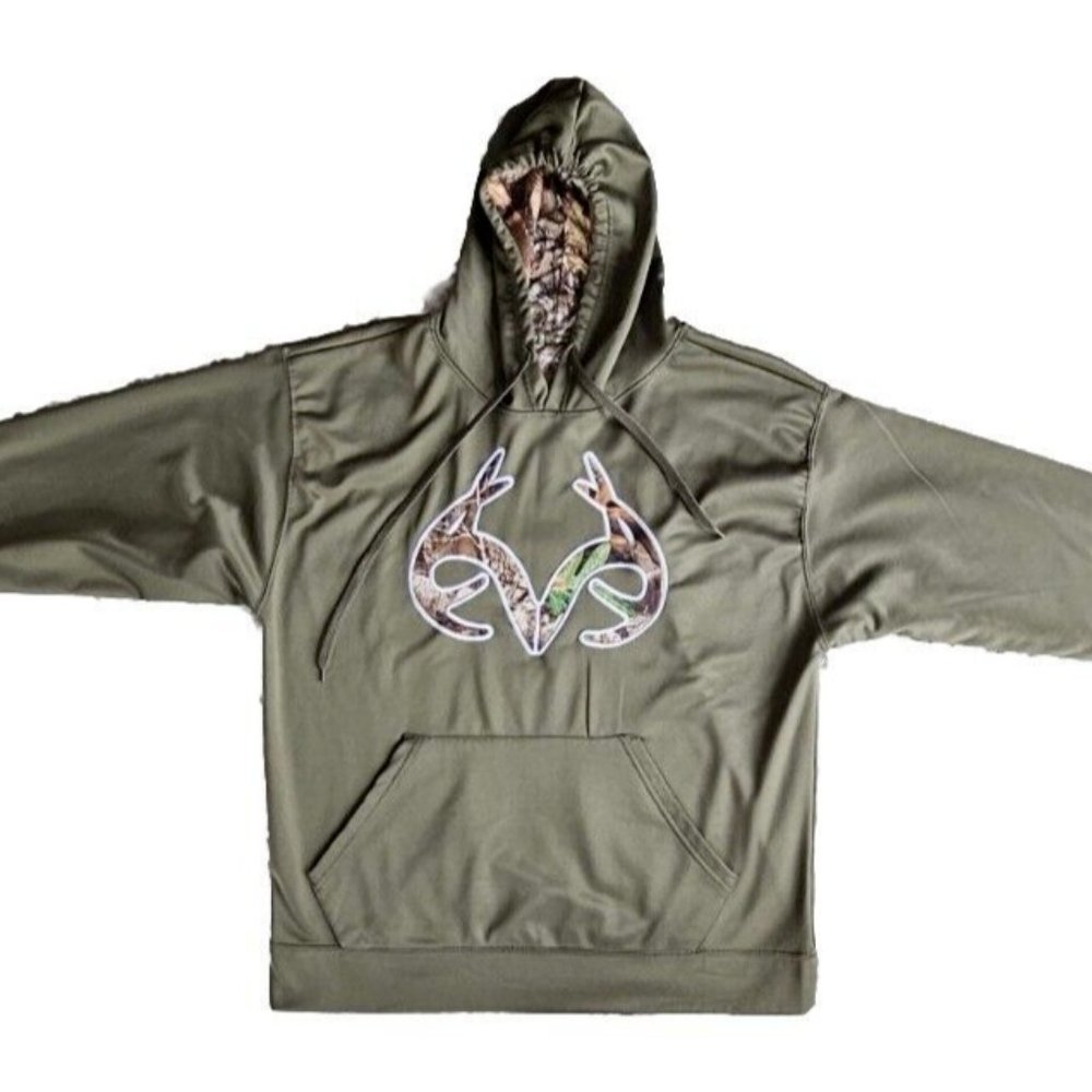 Realtree by RZO Pullover Hoodie Sweatshirt Size L Green Stitched Logo Very good